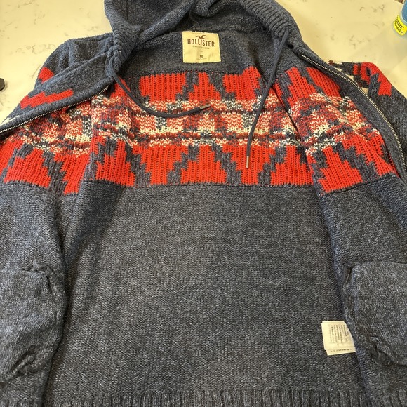 Hollister Hoodie Full Zip Sweater  Aztec Southwest Cotton Blend Pockets Y2K SZ M - Picture 8 of 10